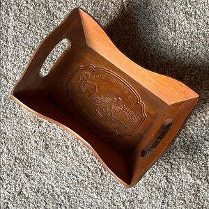 Vintage Wooden Serving Tray with Handles